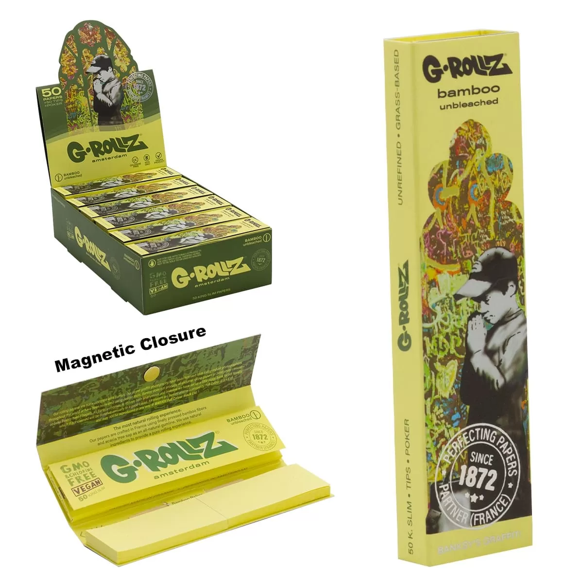 MORTALHAS G-ROLLZ AMSTERDAM BAMBOO UNBLEACHED 50 PAPERS + FILTROS