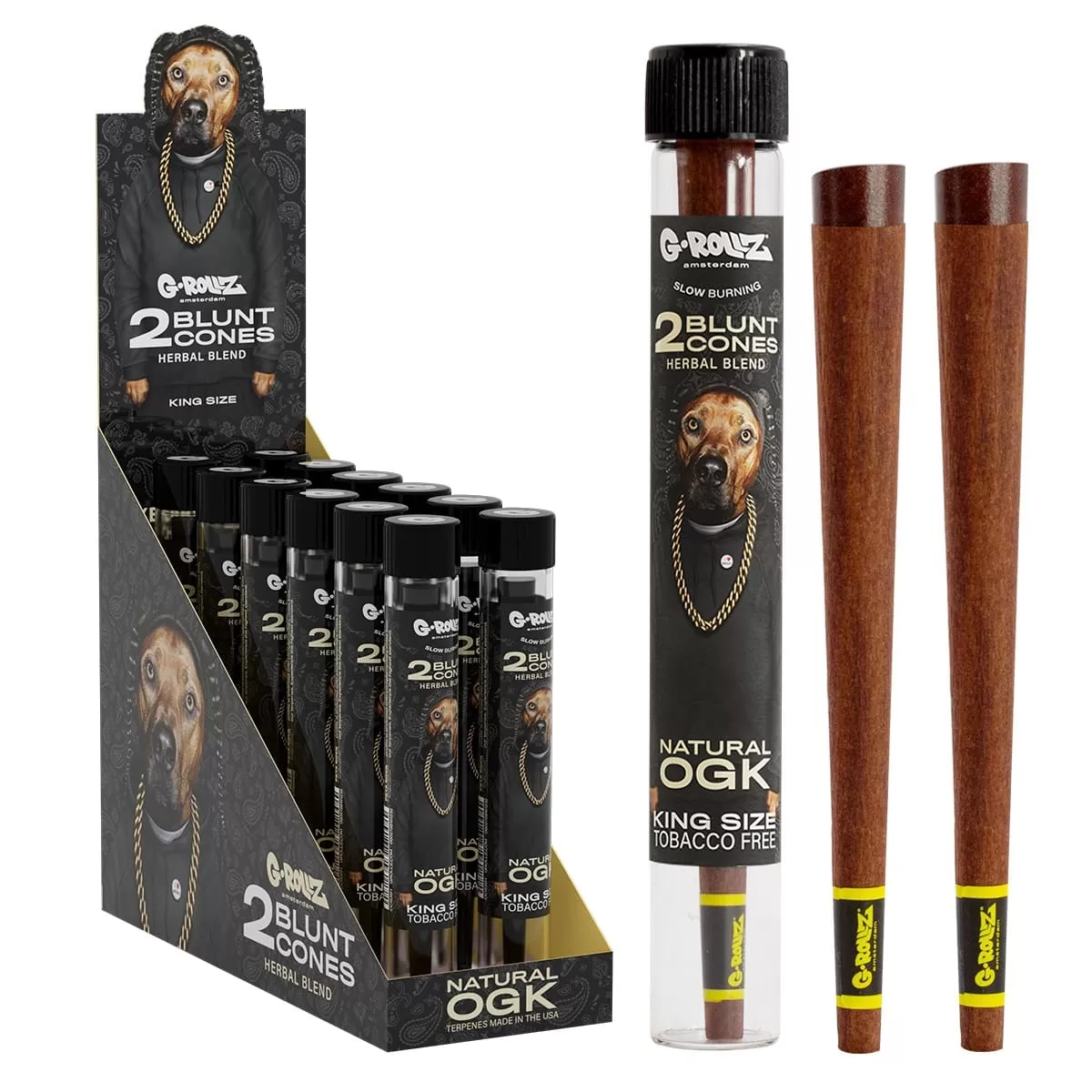 G-Rollz | Natural OGK 2x Cones De Blunt Com Infusão De Terpenos Erva Mate e Camomila