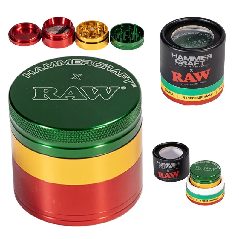 RAW x HAMMERCRAFT - GRINDER 4 PARTES - RASTA | A Loja da Maria